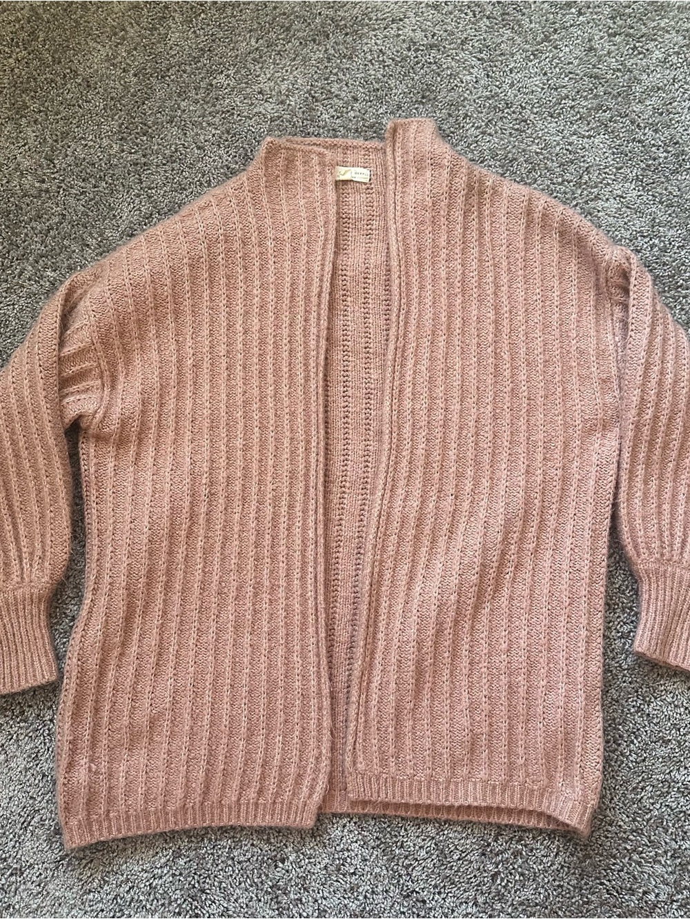 Truly Madly Deeply Ribbed Open-Front Cardigan - Dusty Pink